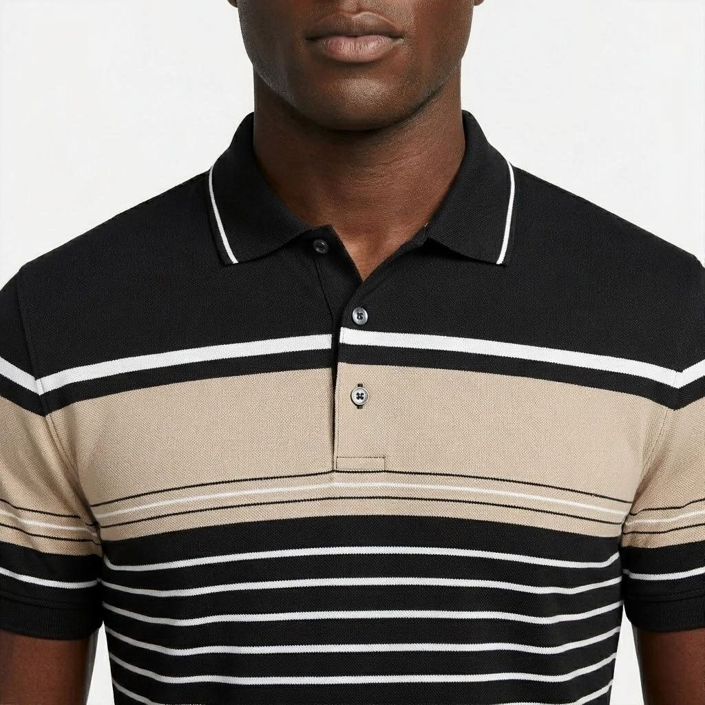 Men's Black Striped Golfer