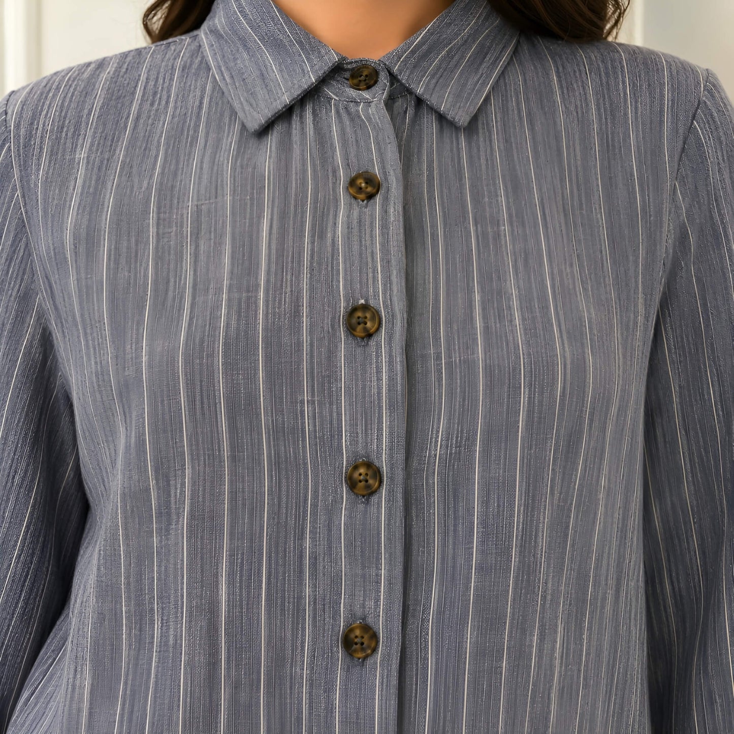 2-Piece Dusty Blue Pinstripe Set