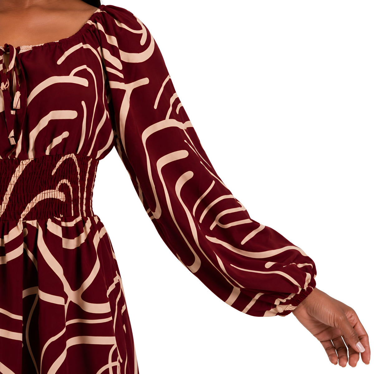 Burgundy Abstract Swirl Dress