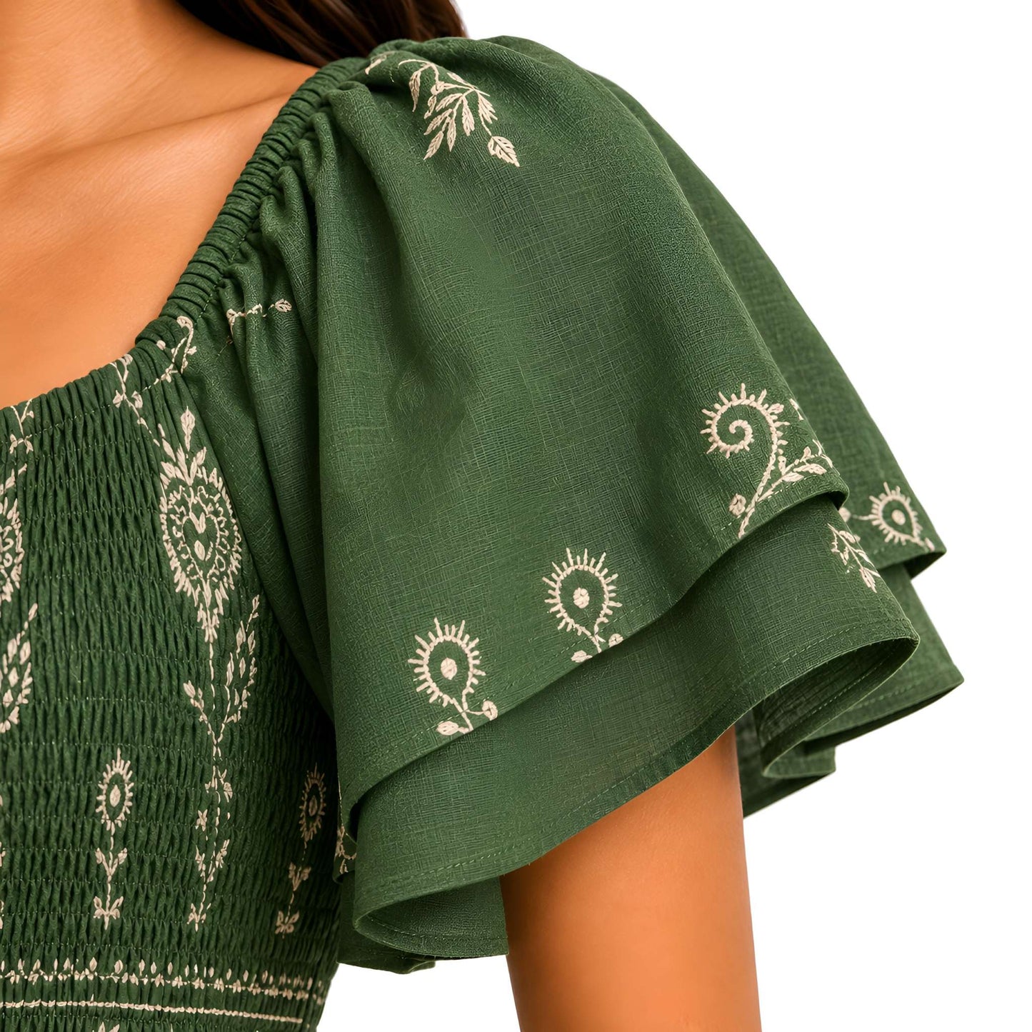 Green Embroidered Maxi Dress