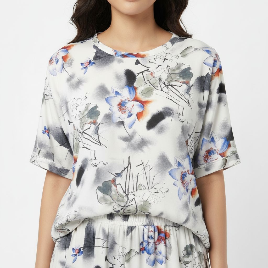 3/4 Pyjama set - White Floral