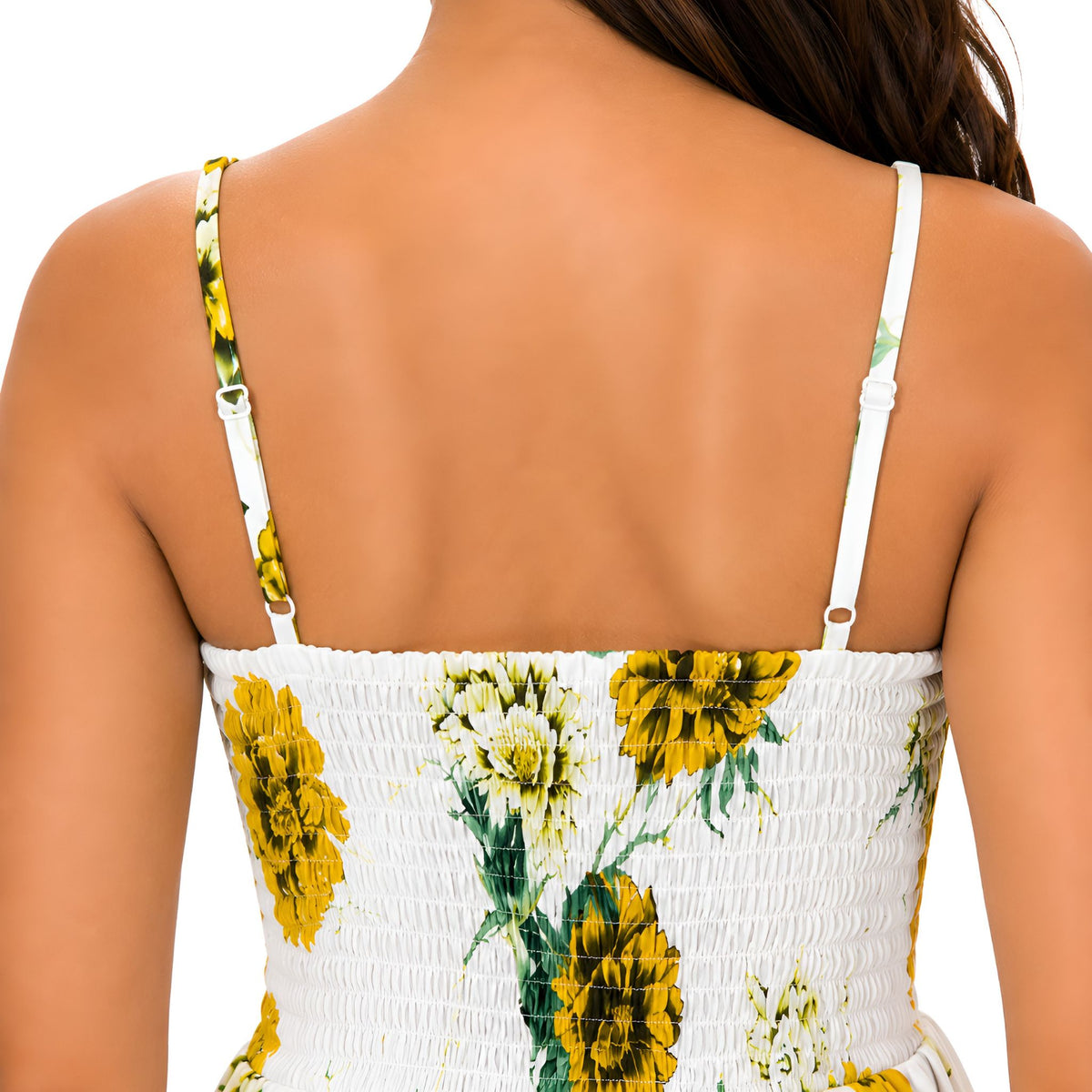 Sunflower Floral Smocked Maxi Dress