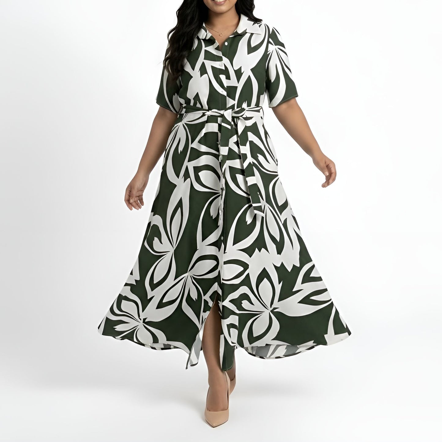 Maxi Shirt Dress - Green