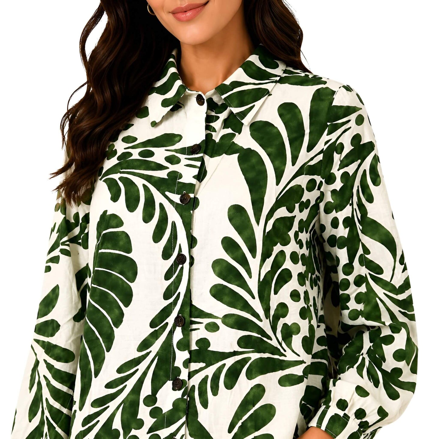 2-Piece Green Long Sleeve Printed Set