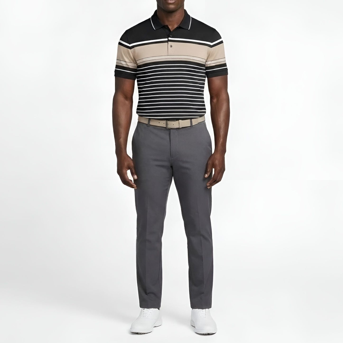 Men's Black Striped Golfer