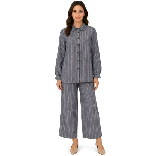2-Piece Dusty Blue Pinstripe Set