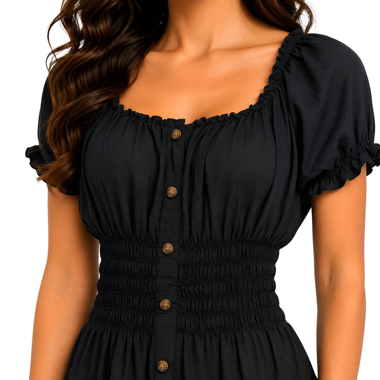 Black Smocked Maxi Dress