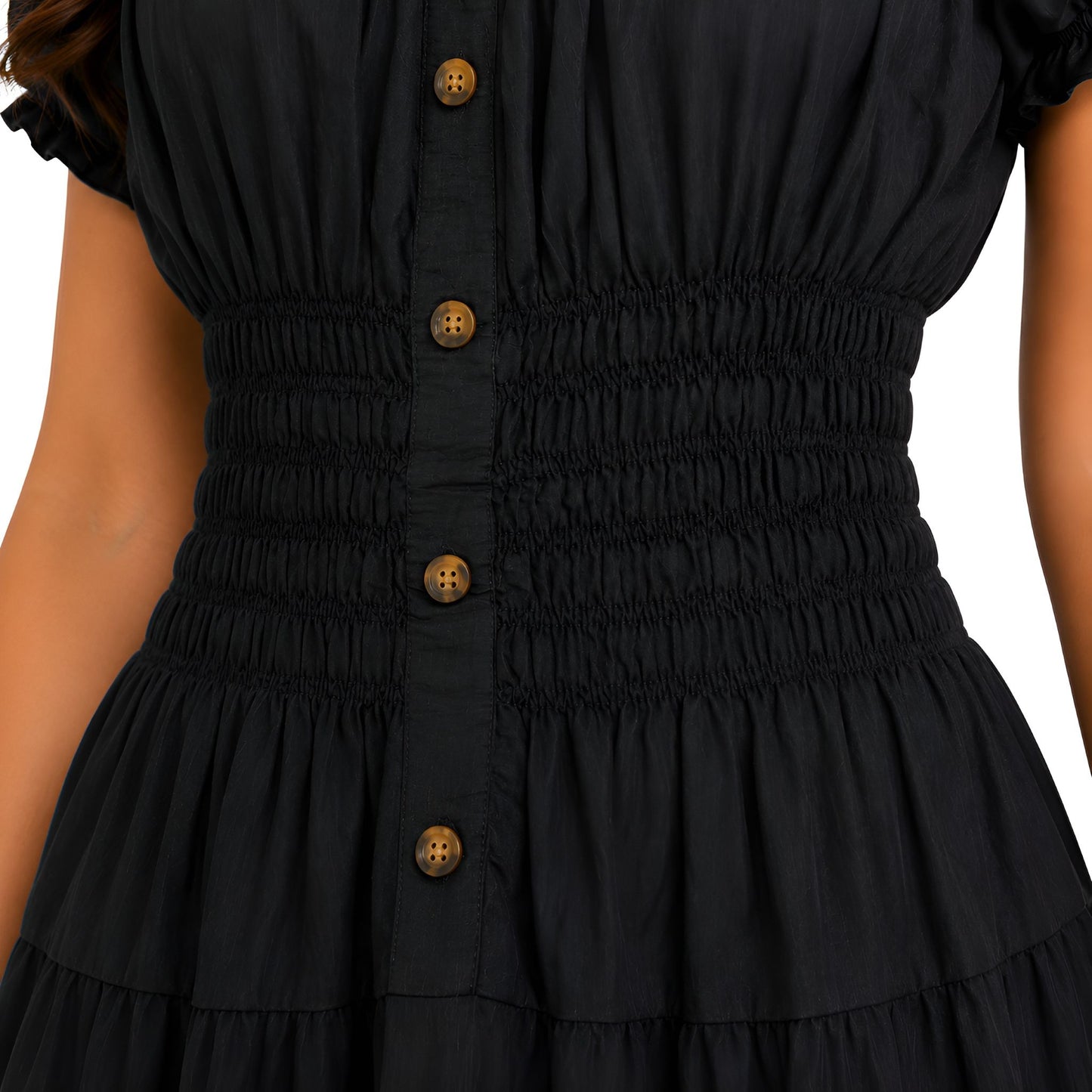 Black Smocked Maxi Dress