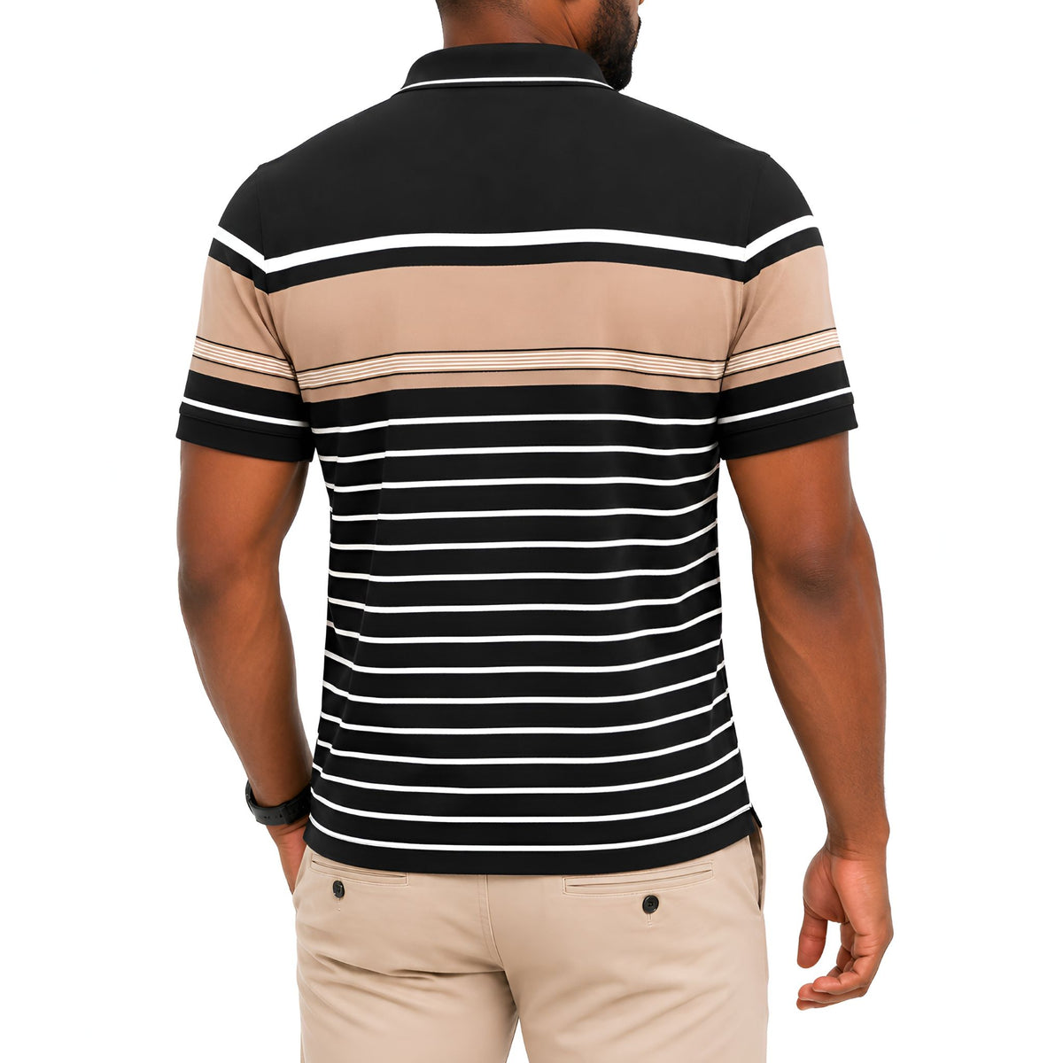 Men's Black Striped Golfer