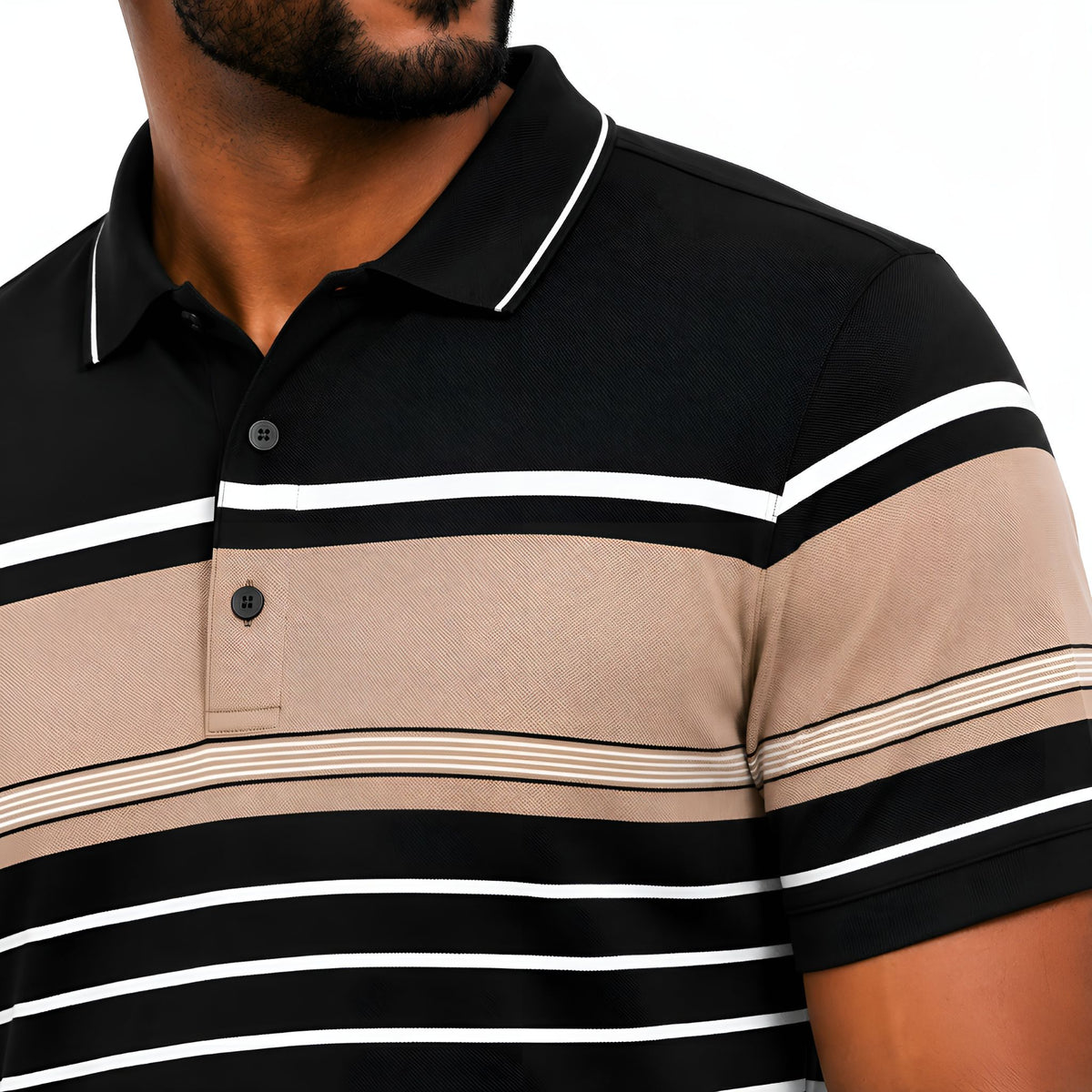 Men's Black Striped Golfer