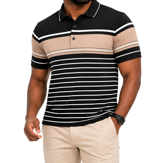 Men's Black Striped Golfer