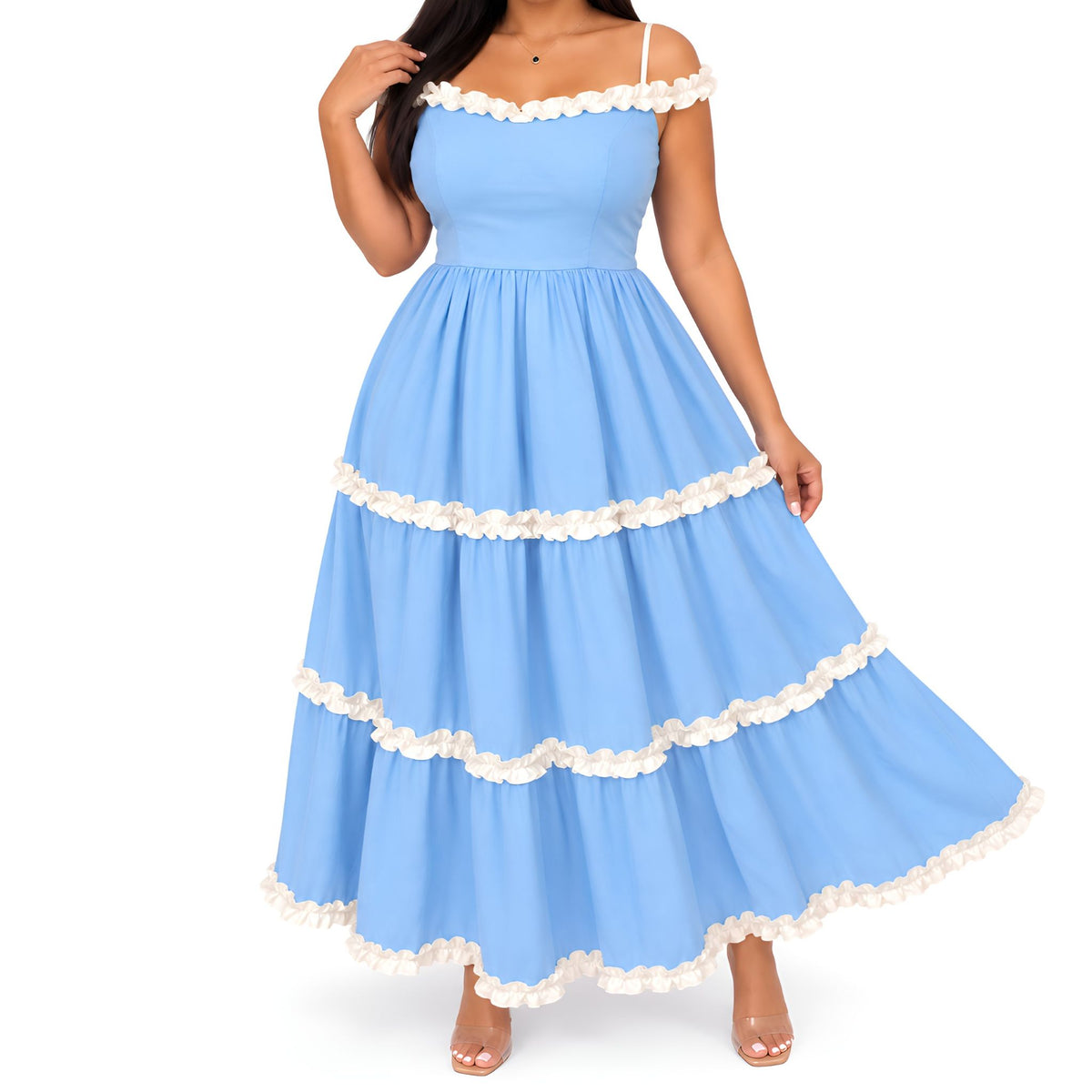 Sky Blue Ruffle Maxi Dress