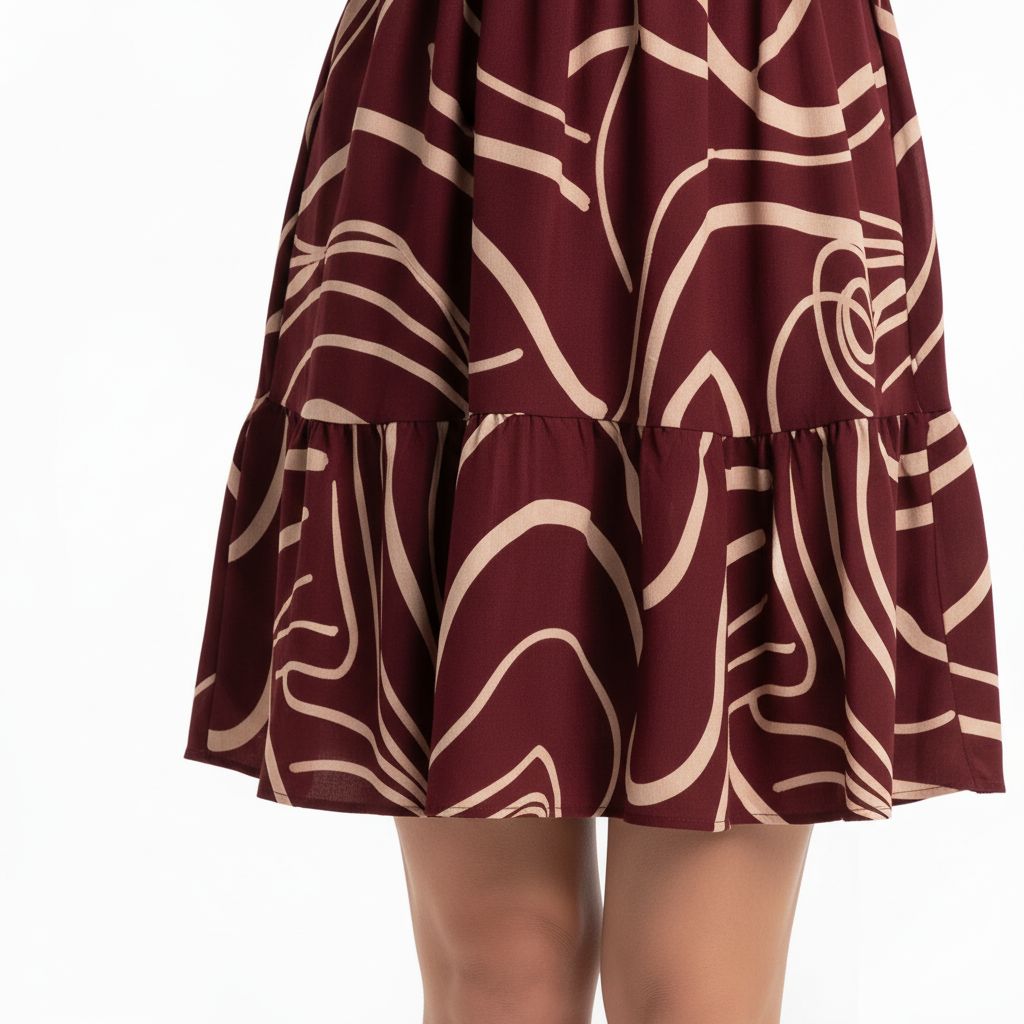 Burgundy Abstract Swirl Dress