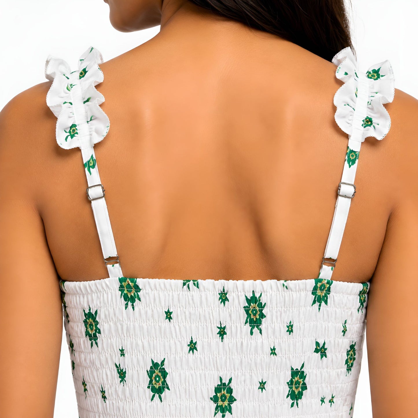 Green & White Floral Maxi Dress