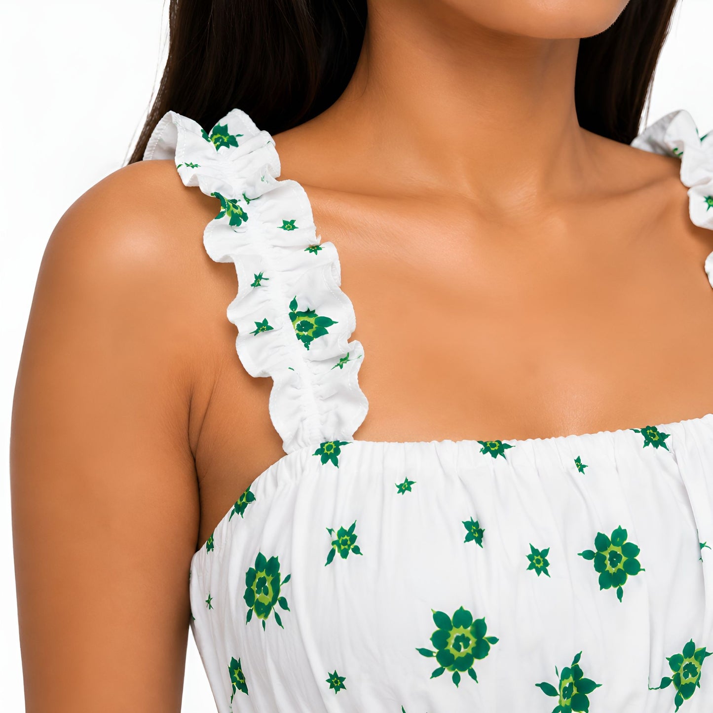 Green & White Floral Maxi Dress