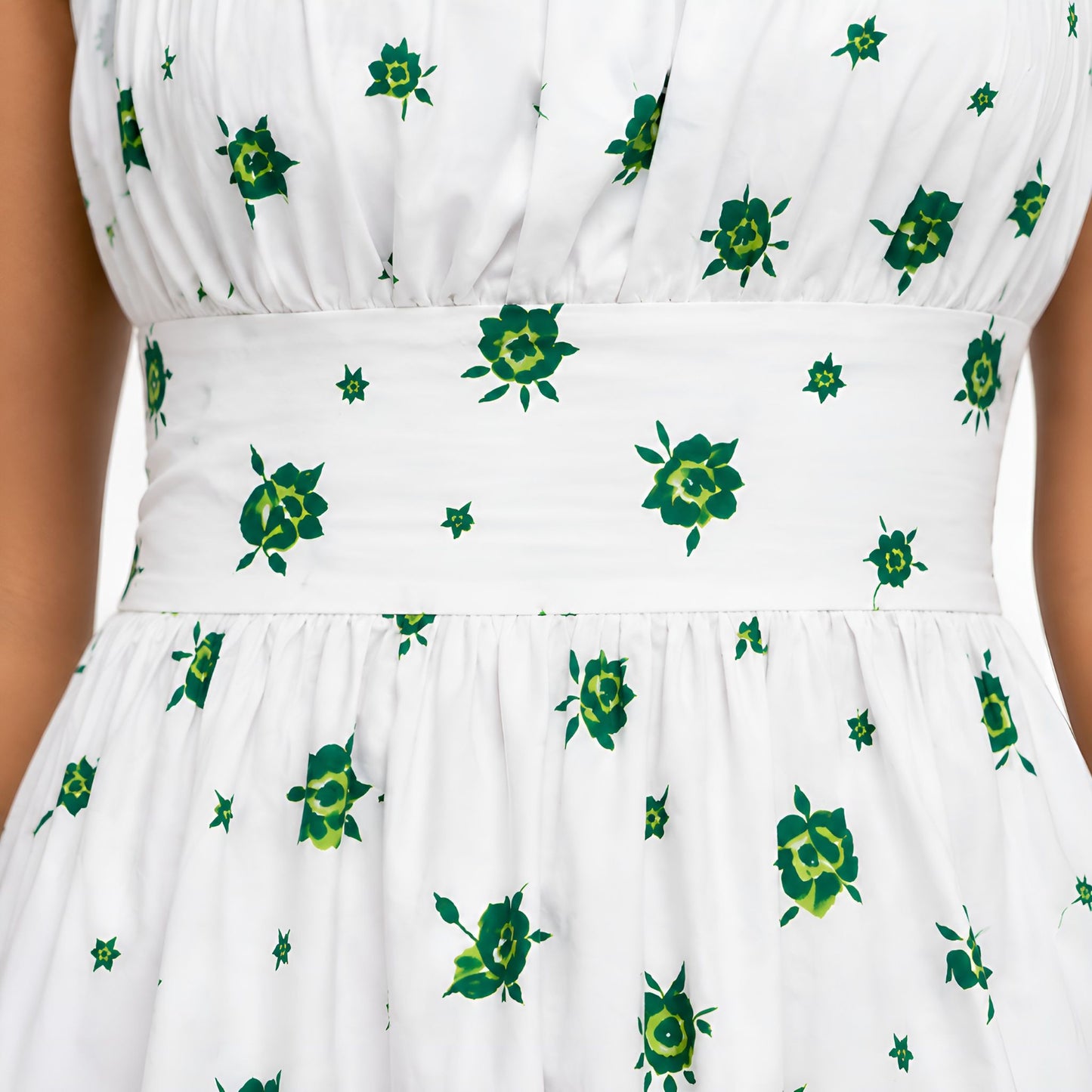 Green & White Floral Maxi Dress