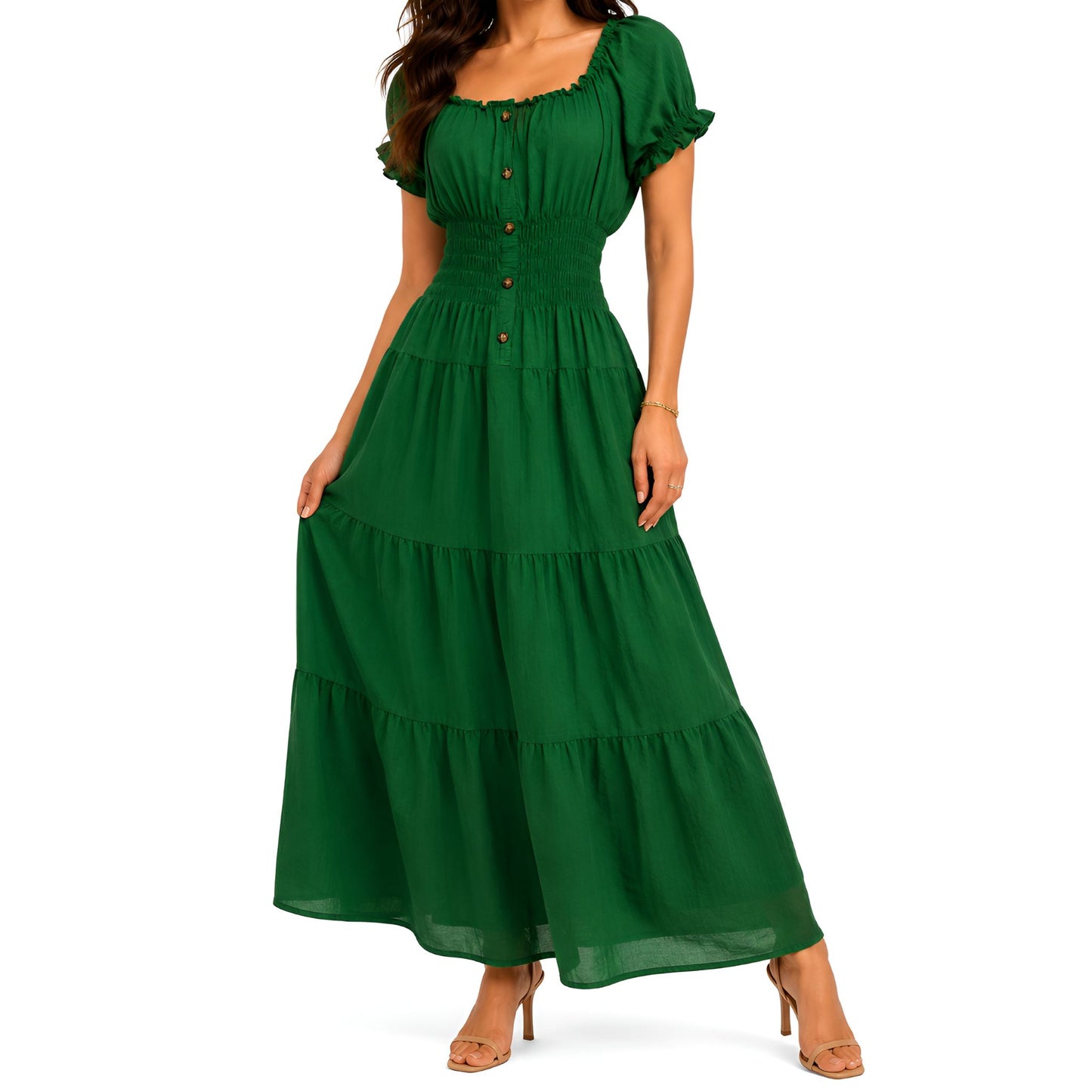Emerald Green Smocked Maxi Dress