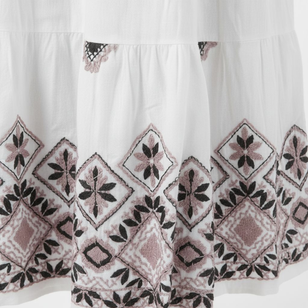 White/Pink Embroidered Dress