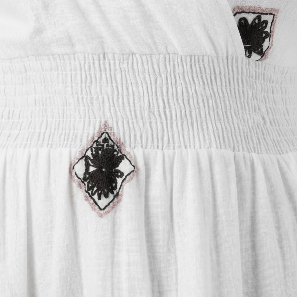 White/Pink Embroidered Dress