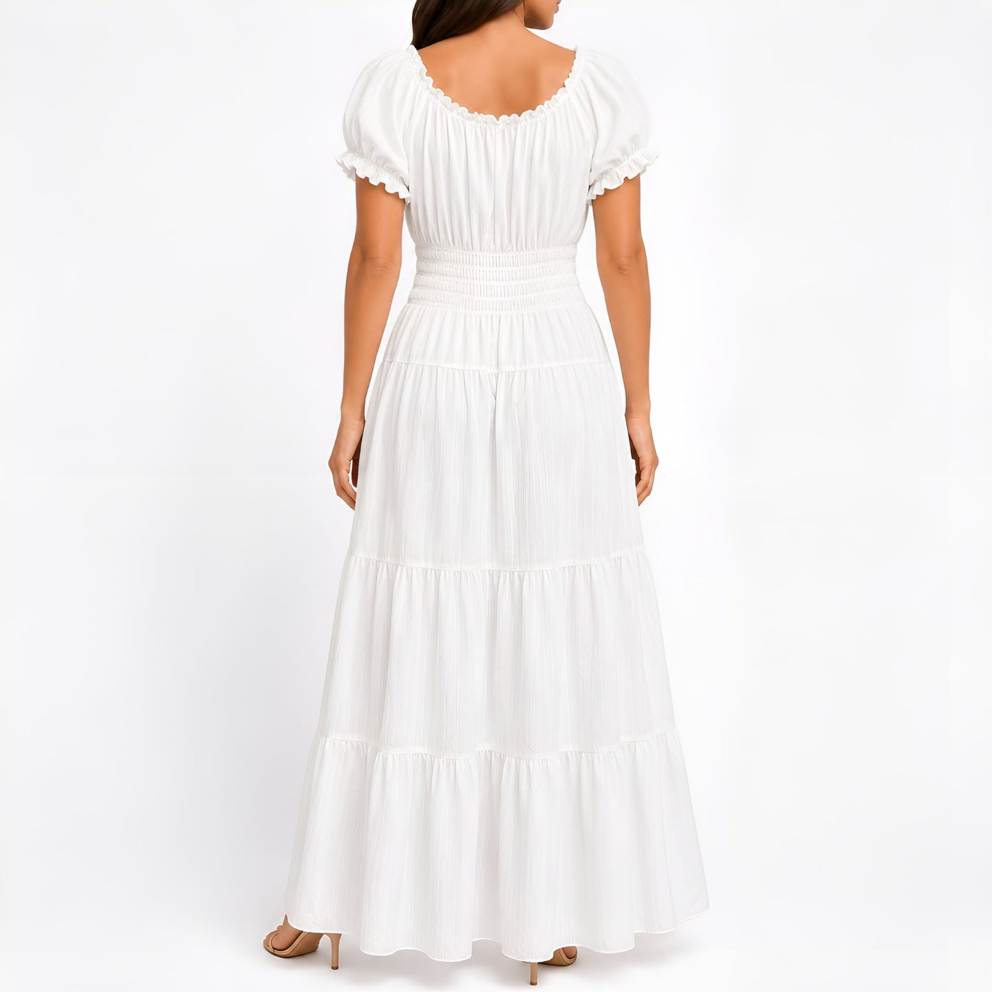 White Smocked Maxi Dress