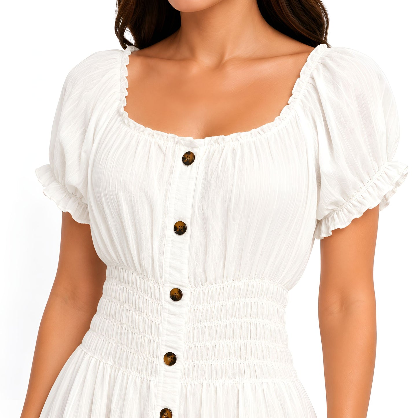 White Smocked Maxi Dress
