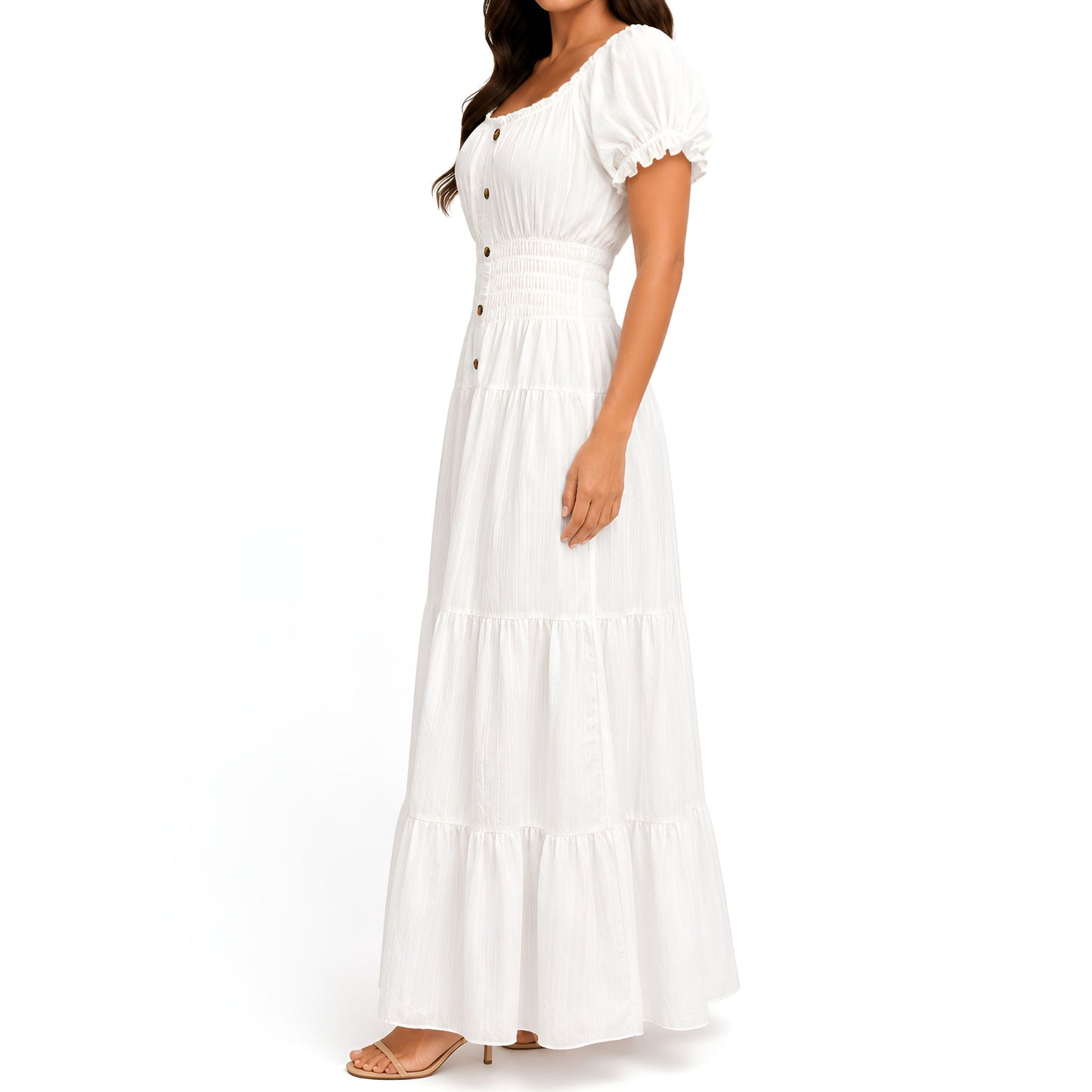 White Smocked Maxi Dress