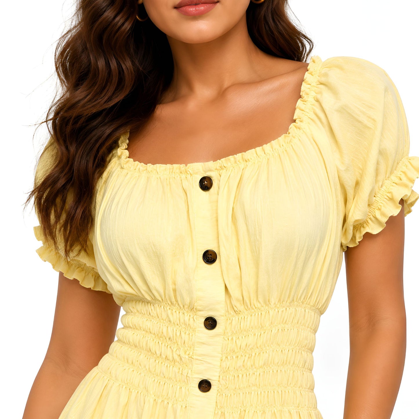 Butter Yellow Smocked Maxi Dress