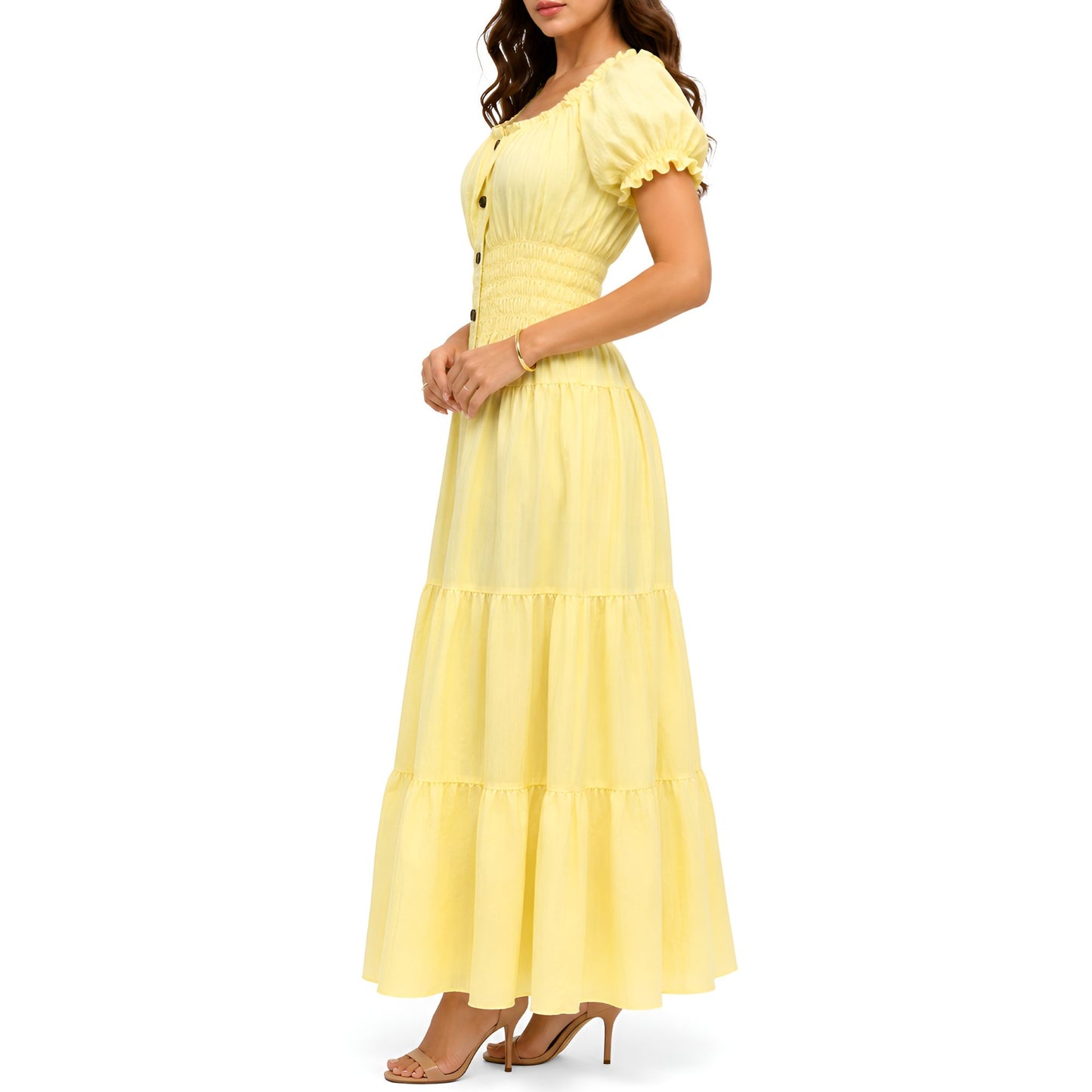 Butter Yellow Smocked Maxi Dress