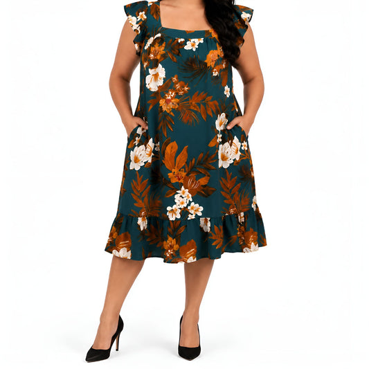 Teal Floral Dress
