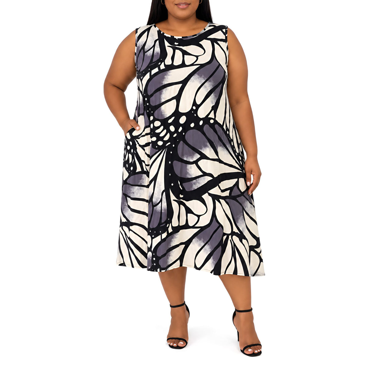 Black & White Abstract Print Dress