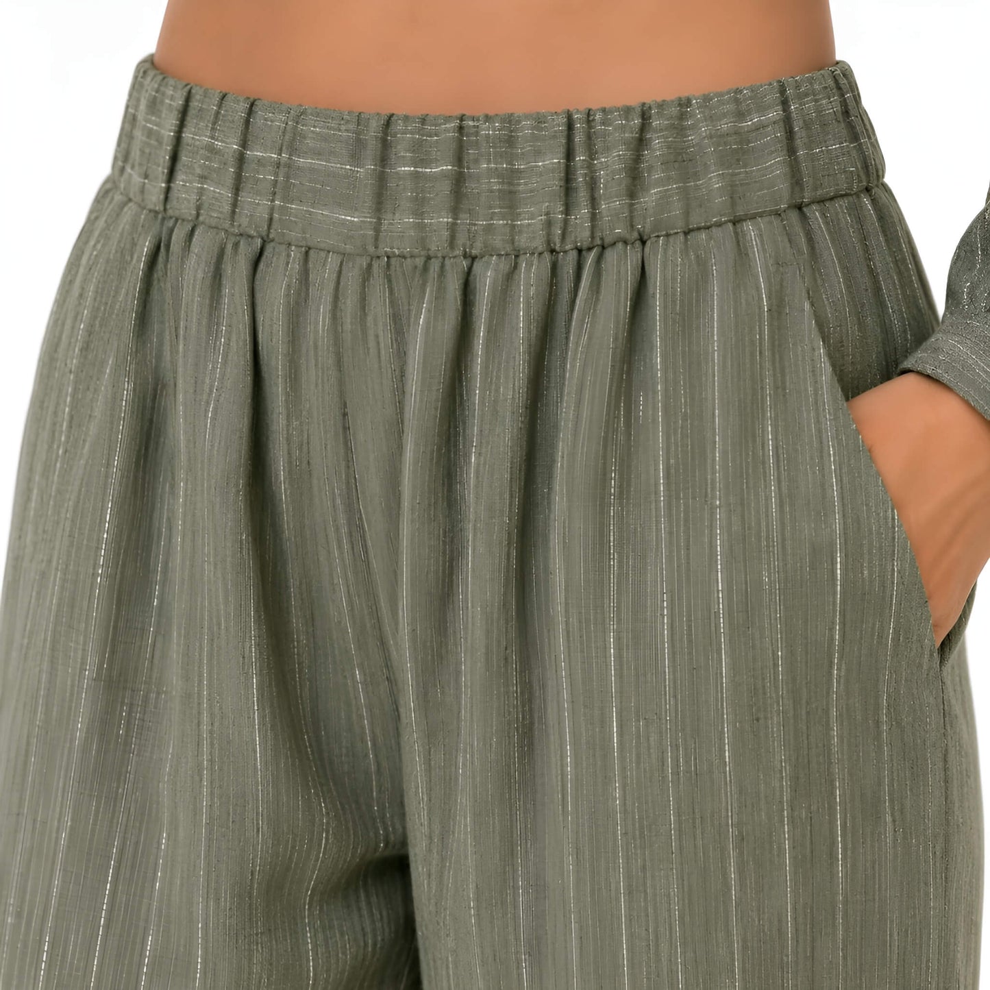 2-Piece Sage Green Pinstripe Set