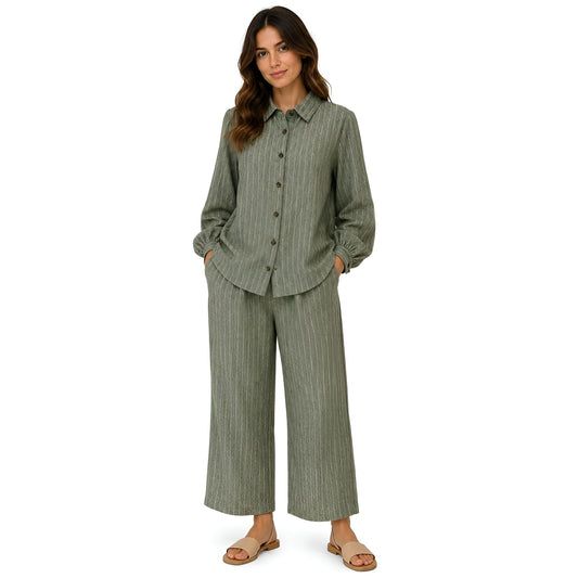 2-Piece Sage Green Pinstripe Set