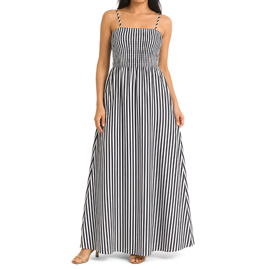 Black/White Striped Maxi Dress