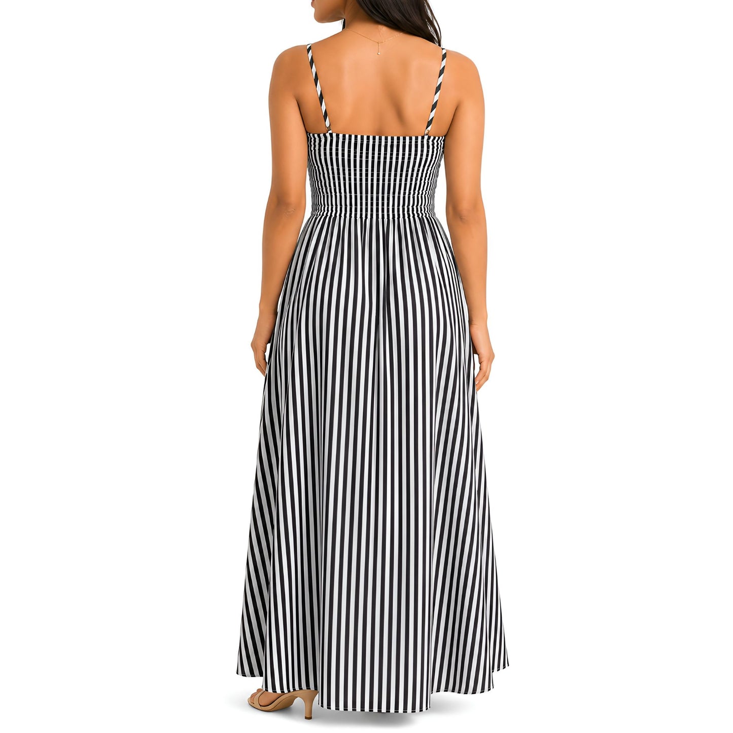 Black/White Striped Maxi Dress