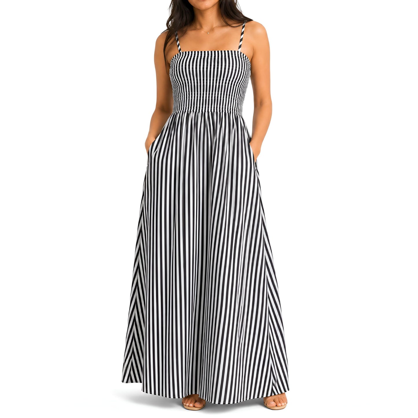 Black/White Striped Maxi Dress