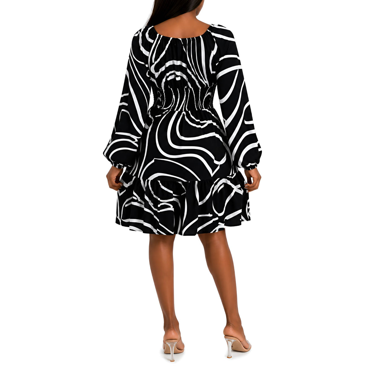 Black/White Abstract Swirl Dress