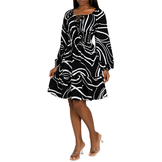 Black/White Abstract Swirl Dress
