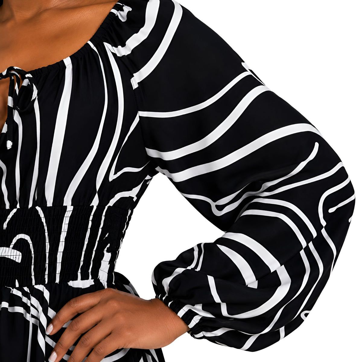 Black/White Abstract Swirl Dress