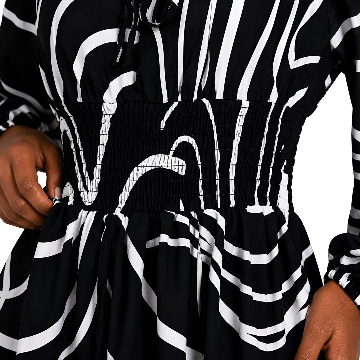 Black/White Abstract Swirl Dress