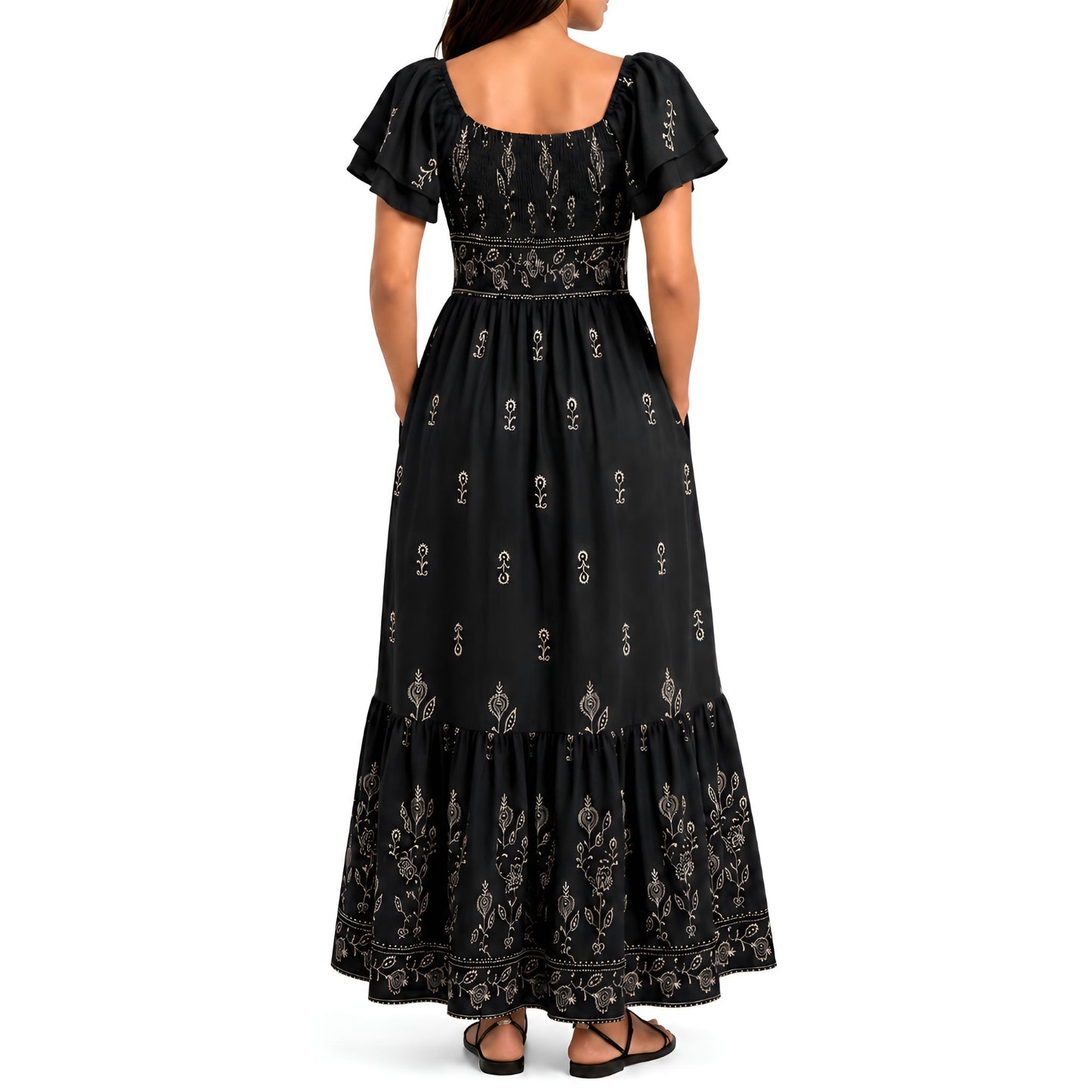 Black Embroidered Maxi Dress