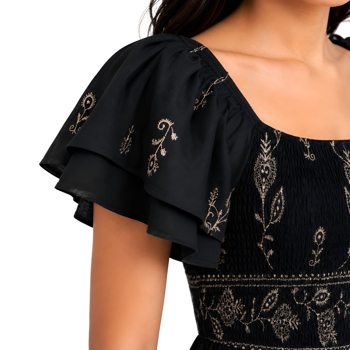 Black Embroidered Maxi Dress
