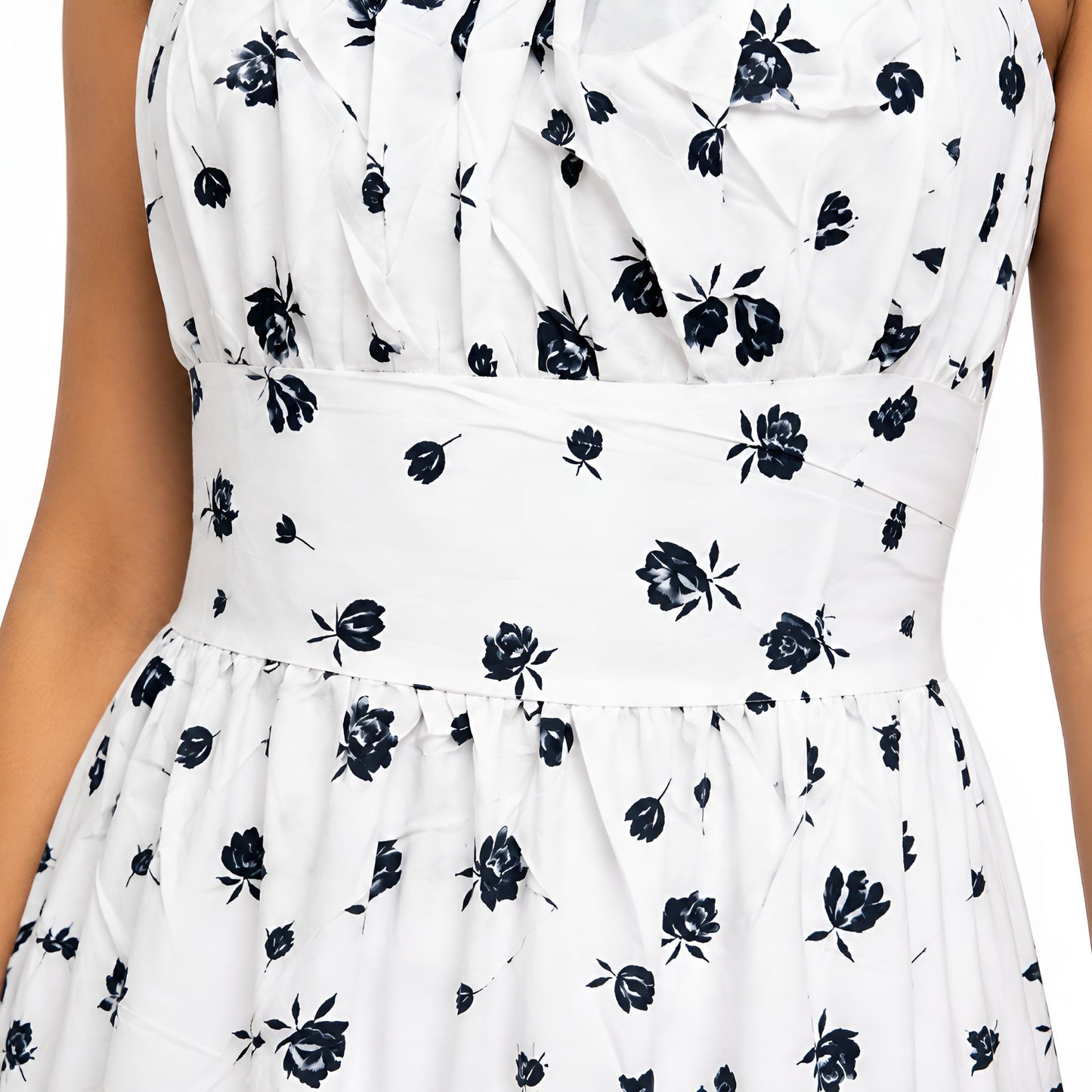 White & Black Floral Maxi Dress
