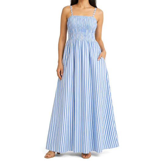 Blue Striped Maxi Dress