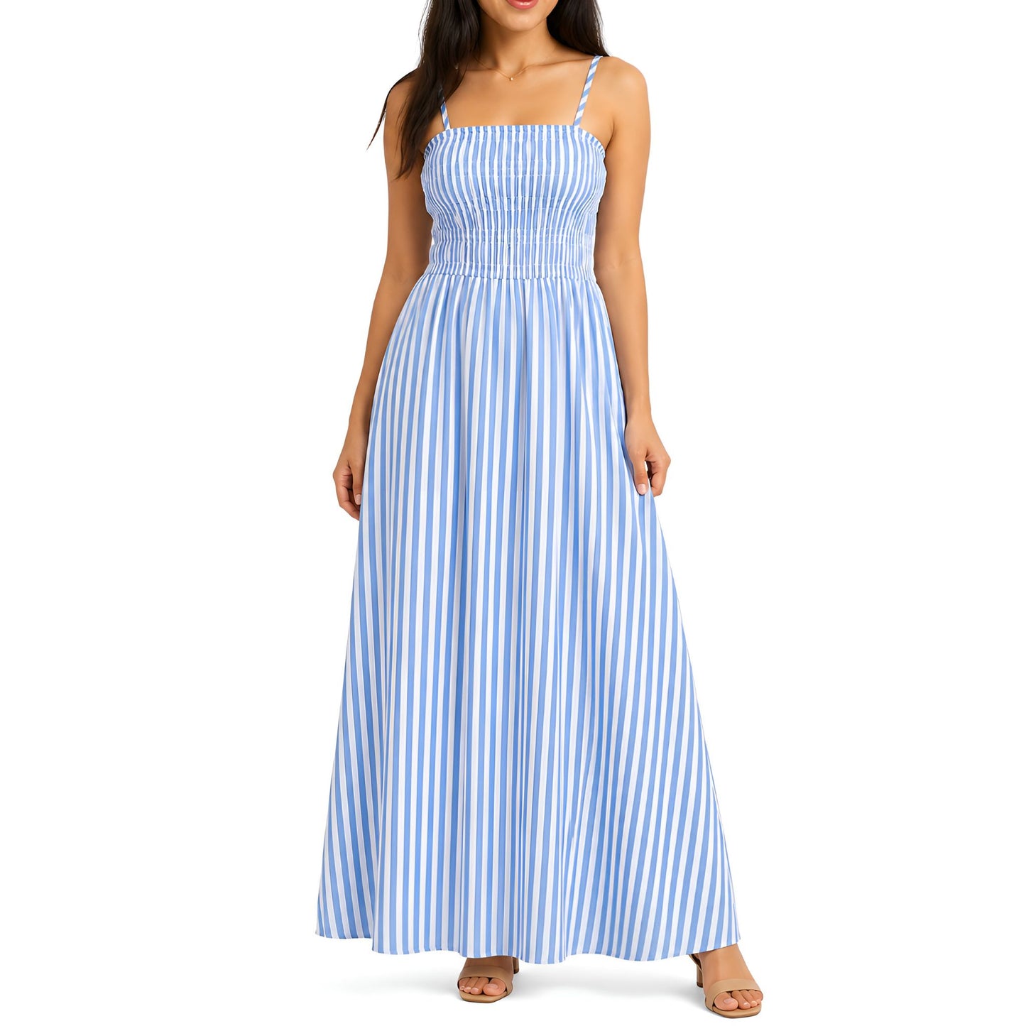 Blue Striped Maxi Dress