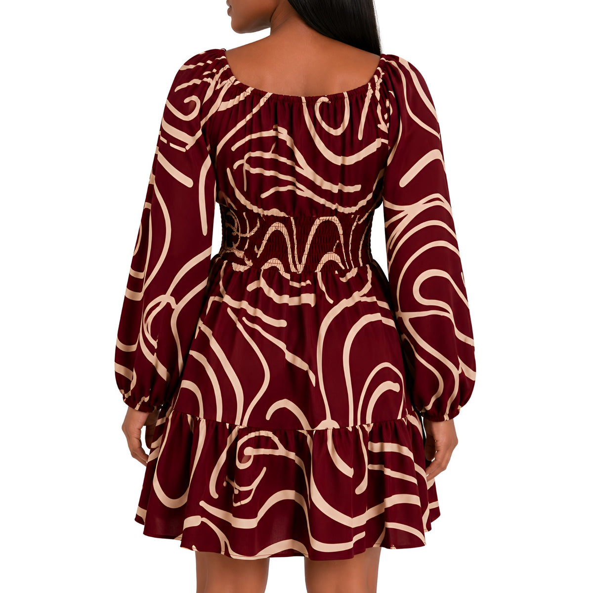Burgundy Abstract Swirl Dress