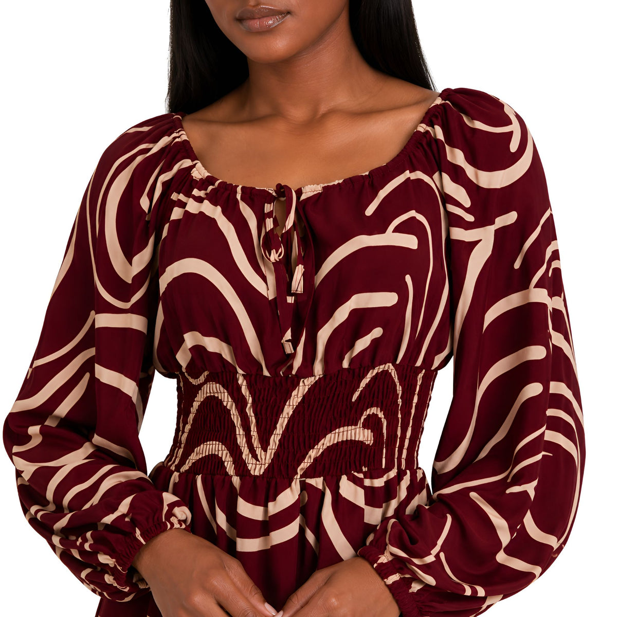 Burgundy Abstract Swirl Dress