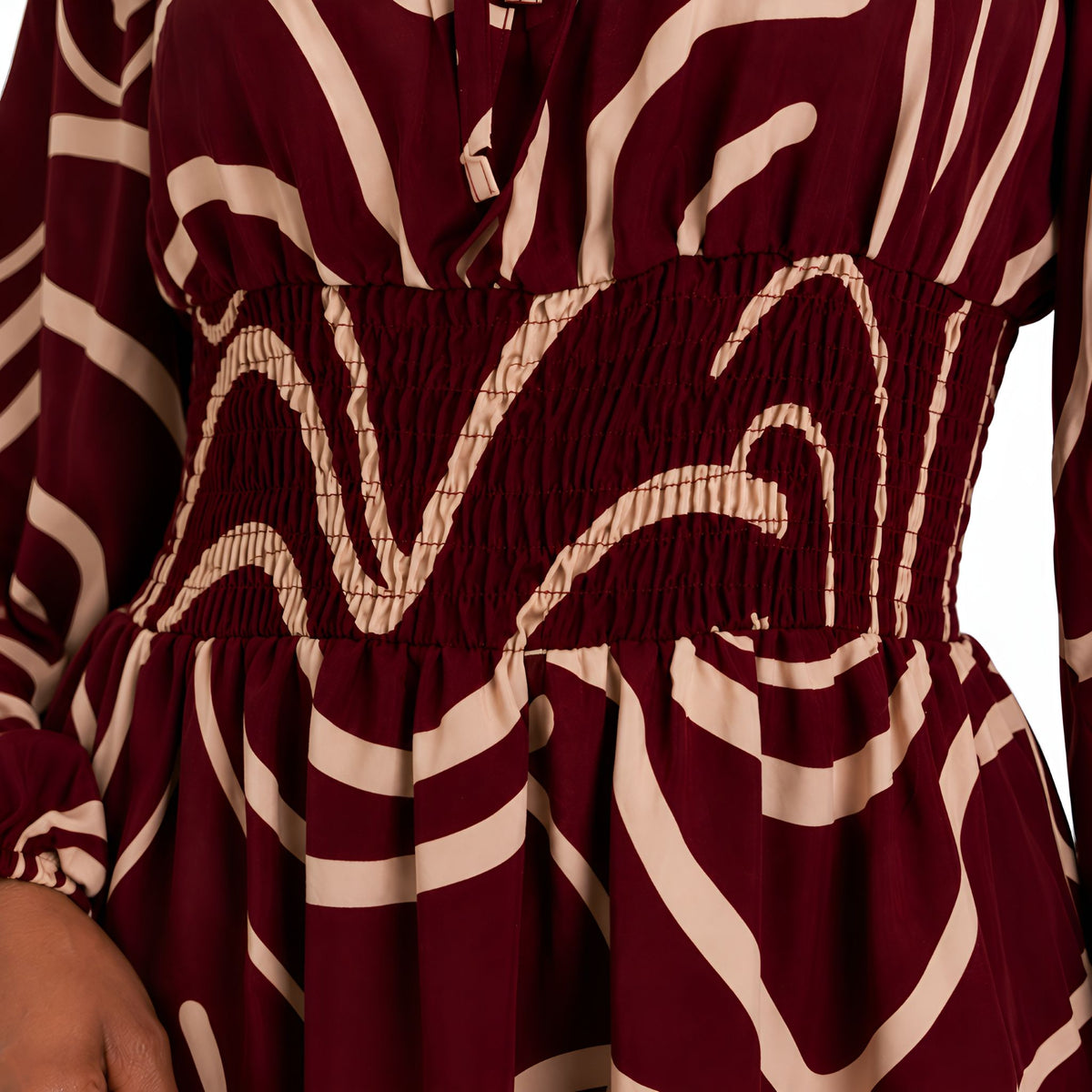 Burgundy Abstract Swirl Dress