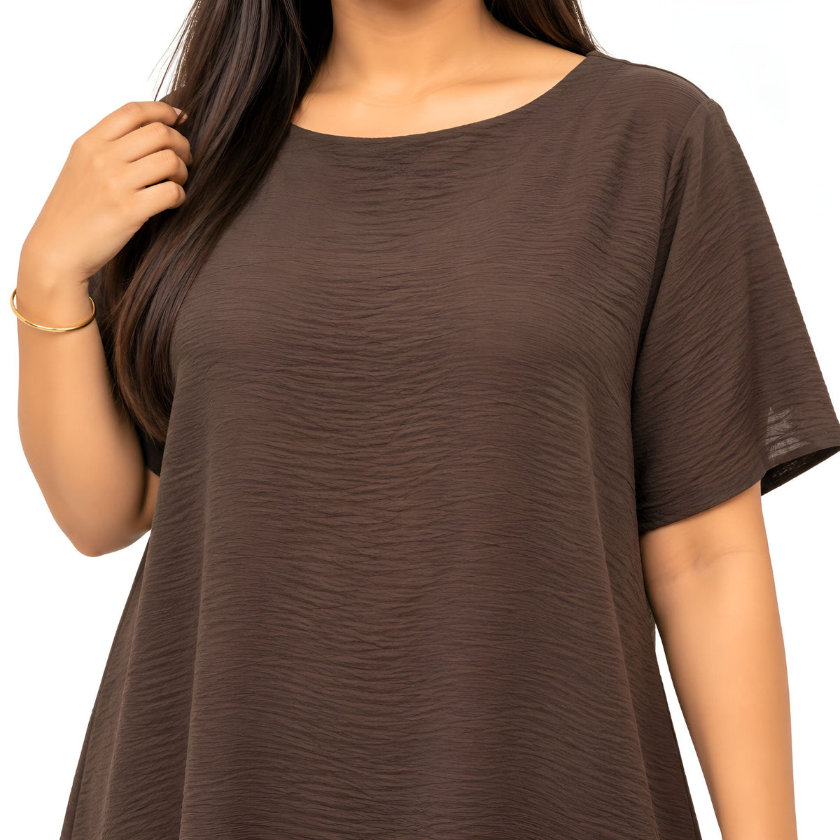 Chocolate Airflow Fabric Relaxed Dress
