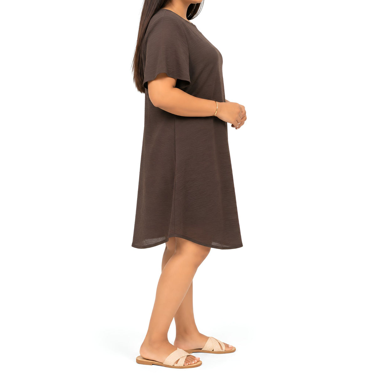Chocolate Airflow Fabric Relaxed Dress