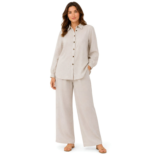 2-Piece Oatmeal Pinstripe Set